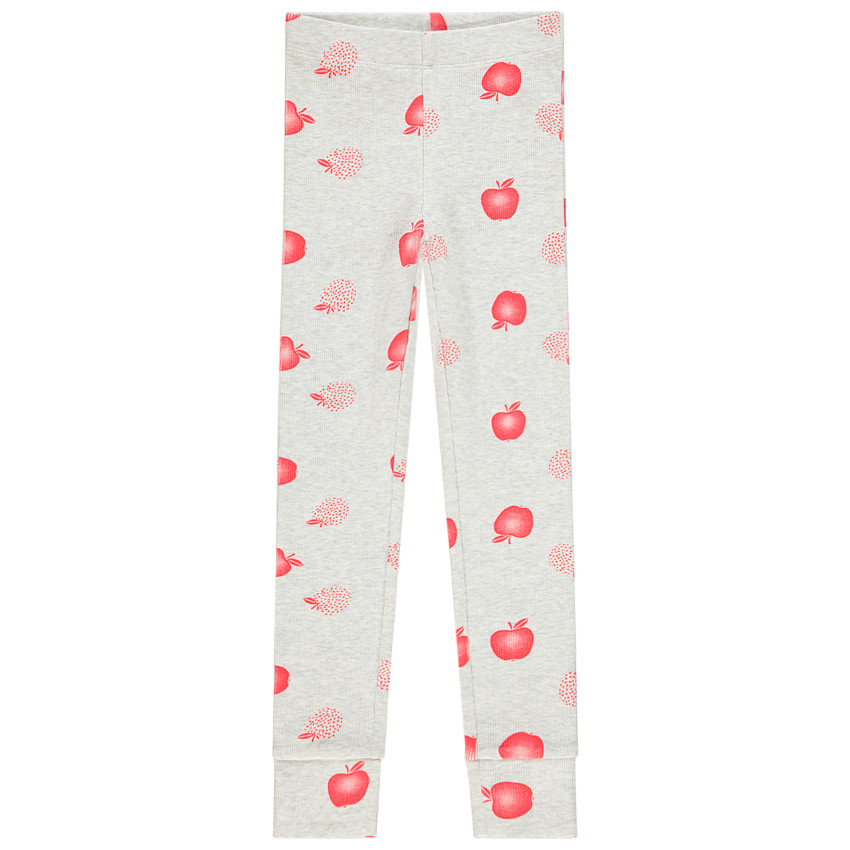 Pyjama en maille côtelée imprimé pommes pour fille 