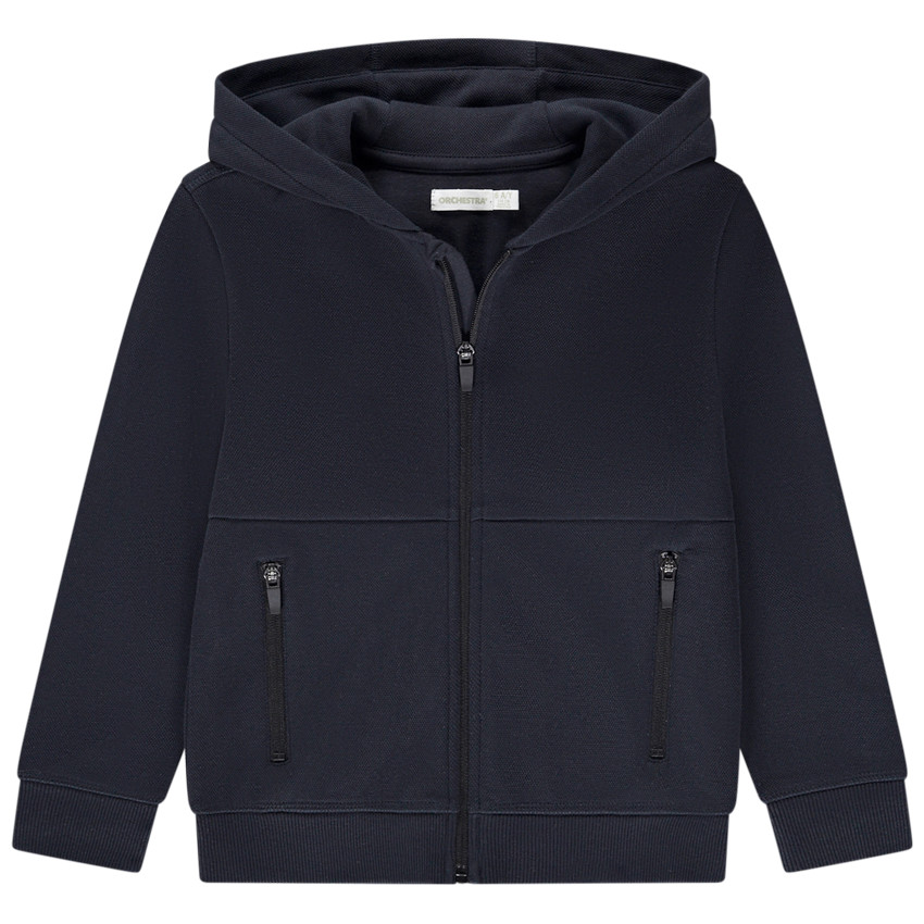 Gilet uni à capuche et poches zippées pour garçon