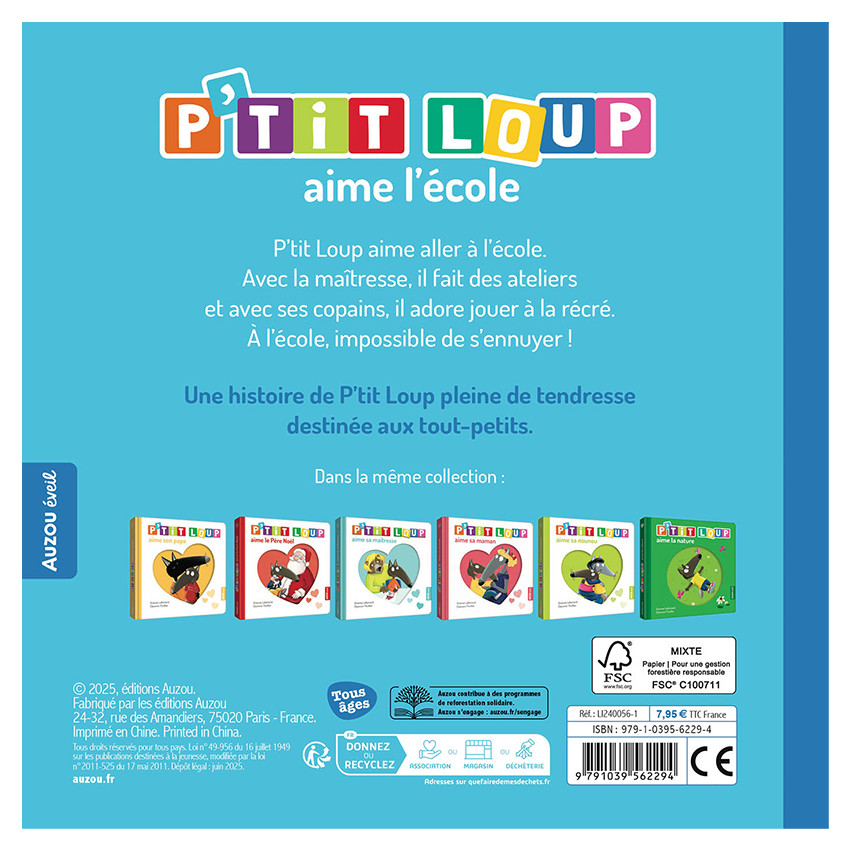 Livre "P'tit Loup aime l'école"1ans+ 