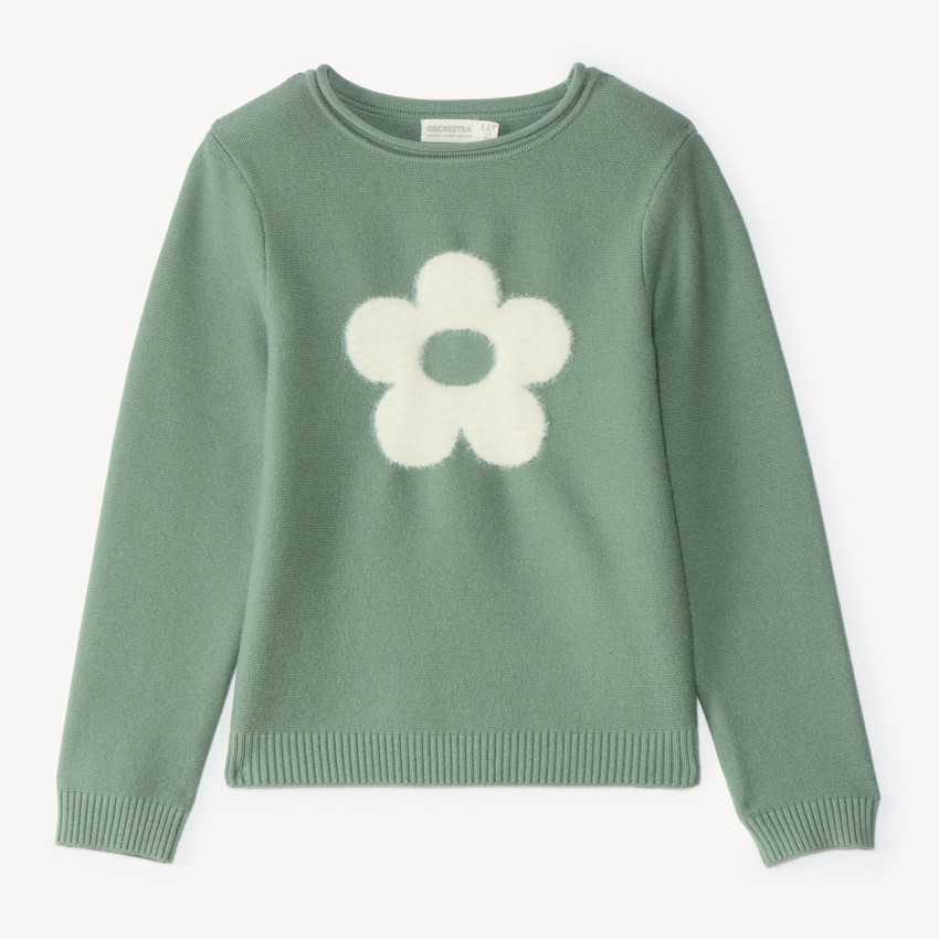 Pull fille texturé à motif fantaisie