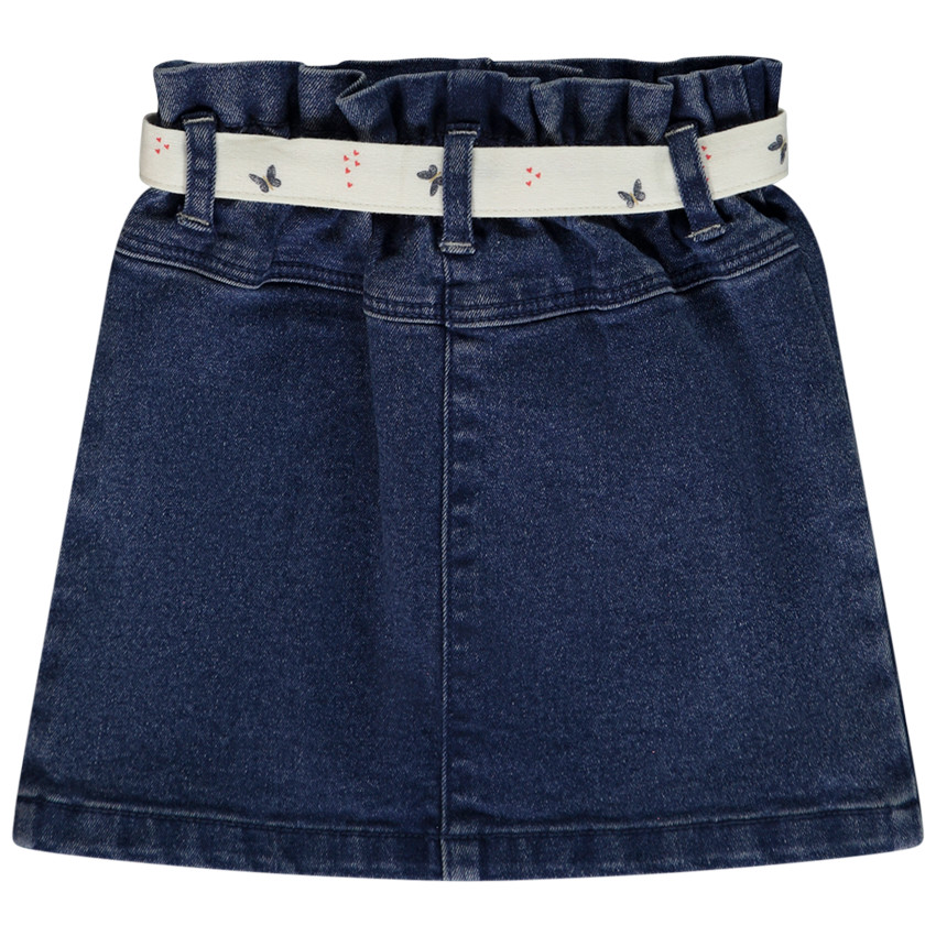 Jupe effet jean avec ceinture à nouer pour bébé fille 