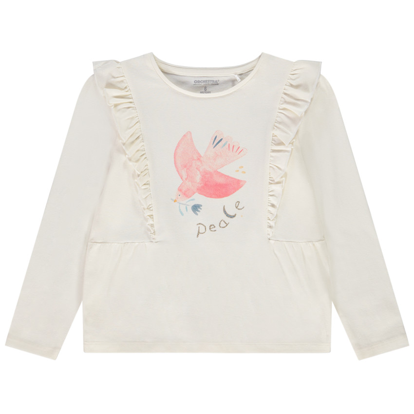 T-shirt manches longues en jersey print oiseau pour fille 