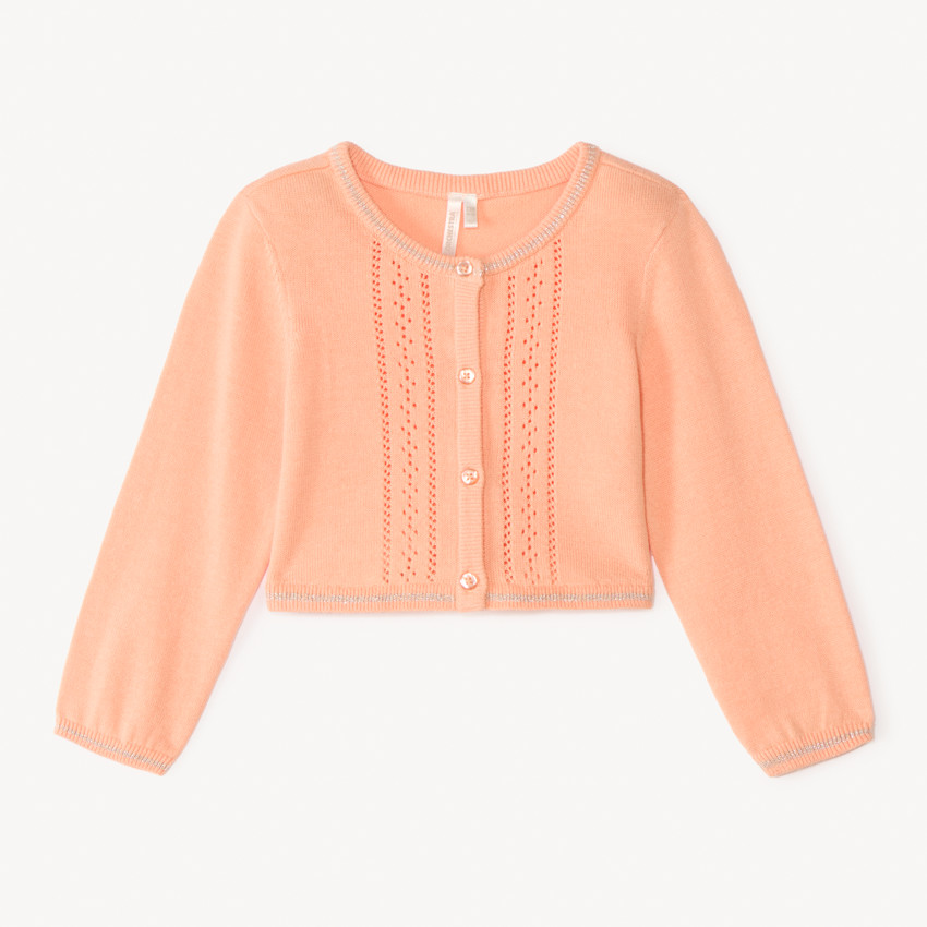 Gilet à manches longues en tricot ajouré pour bébé fille 