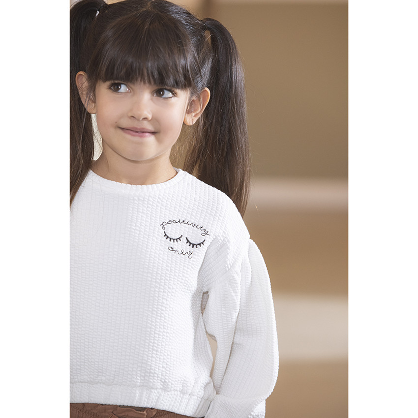 Sweat en molleton maille fantaisie pour fille 