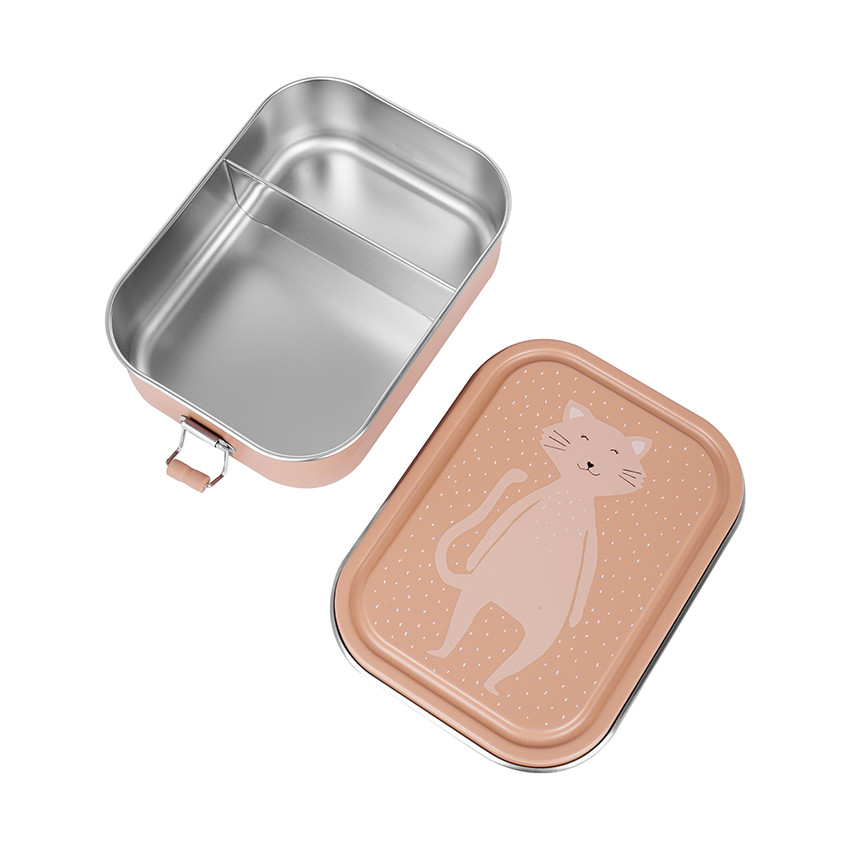 Lunchbox compartimentée en inox Mrs. Cat rose 