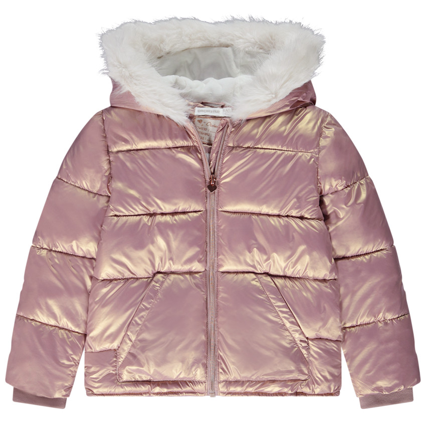 Doudoune en toile brillante doublure microsherpa pour fille