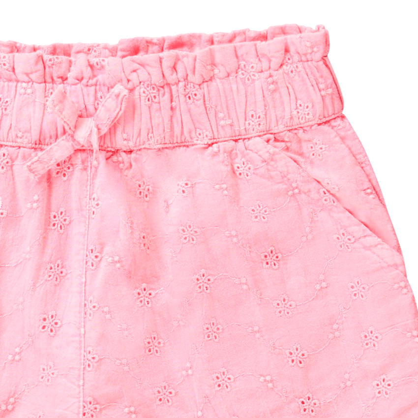 Short taille haute en broderie anglaise doublé pour fille 