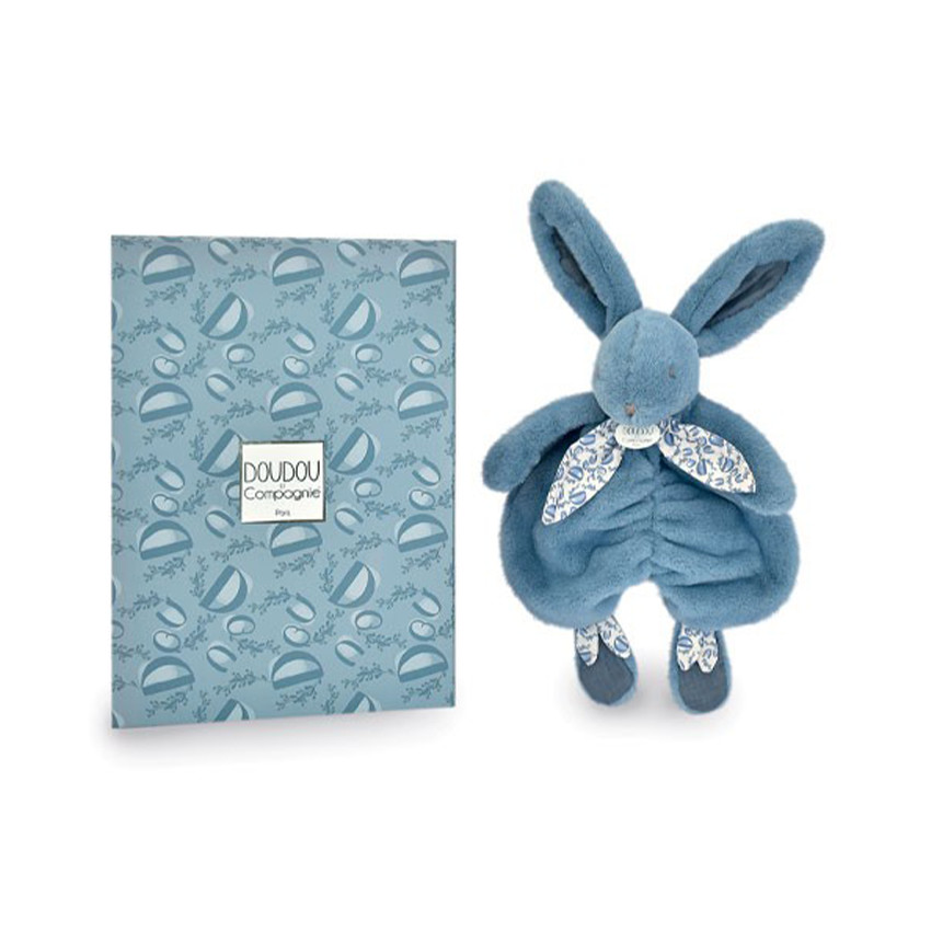 Doudou plat lapin bleu 29 cm 