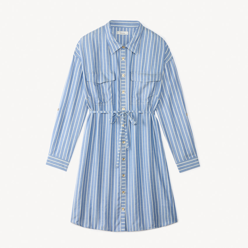 Robe chemise manches longues à nouer pour femme