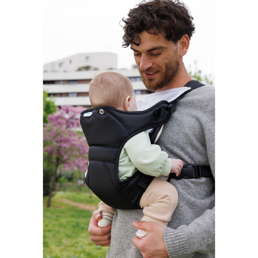 Porte-bébé avec bavoir intégré noir/beige 