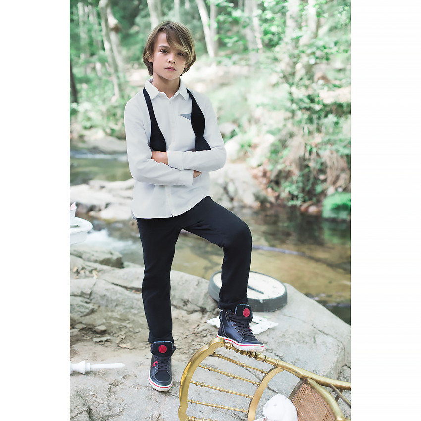 Junior - Chemise manches longues unie avec poche fantaisie 