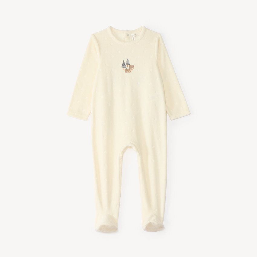 Dors bien bébé garçon en velours broderie renne (Finitions différentes selon l'âge)