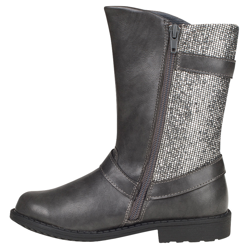 Bottes effet cuir avec boucles et strass du 28 au 35 