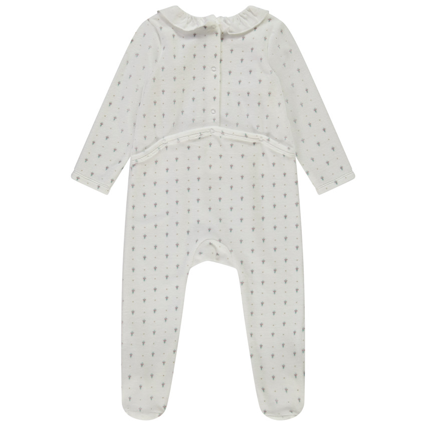 Dors-bien en velours imprimé fleurs pour bébé fille 