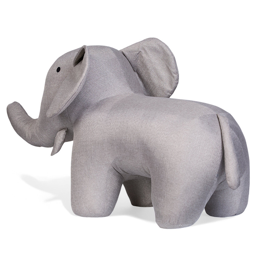 Grande peluche Éléphant 48cm Lin Gris 