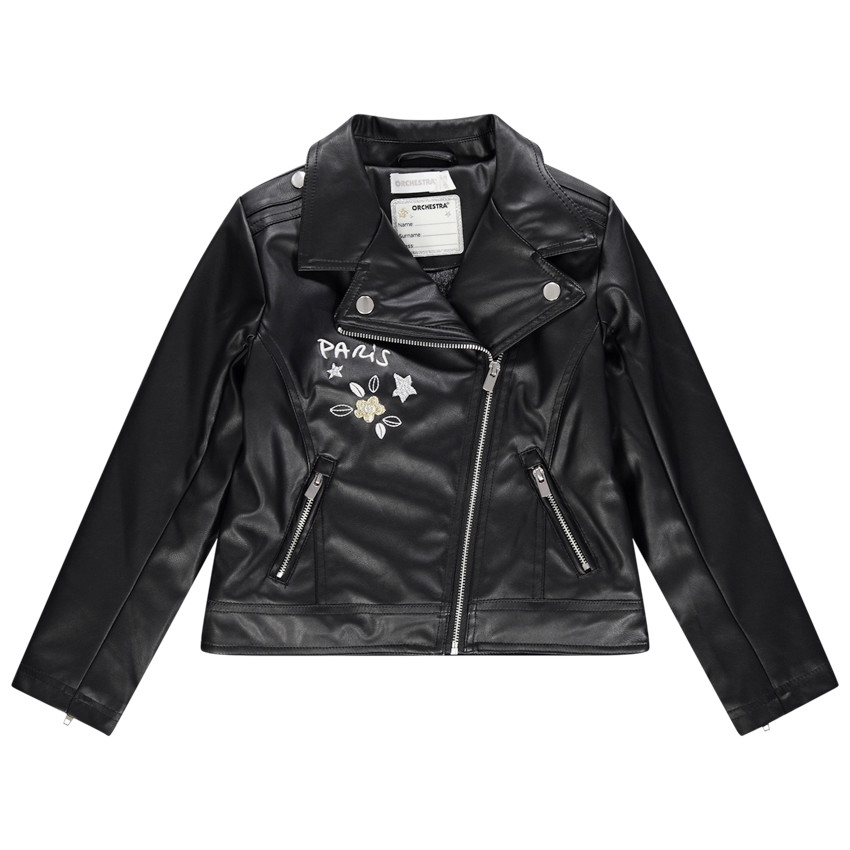 Perfecto effet cuir à détails brodés et doublure sherpa pour enfant fille