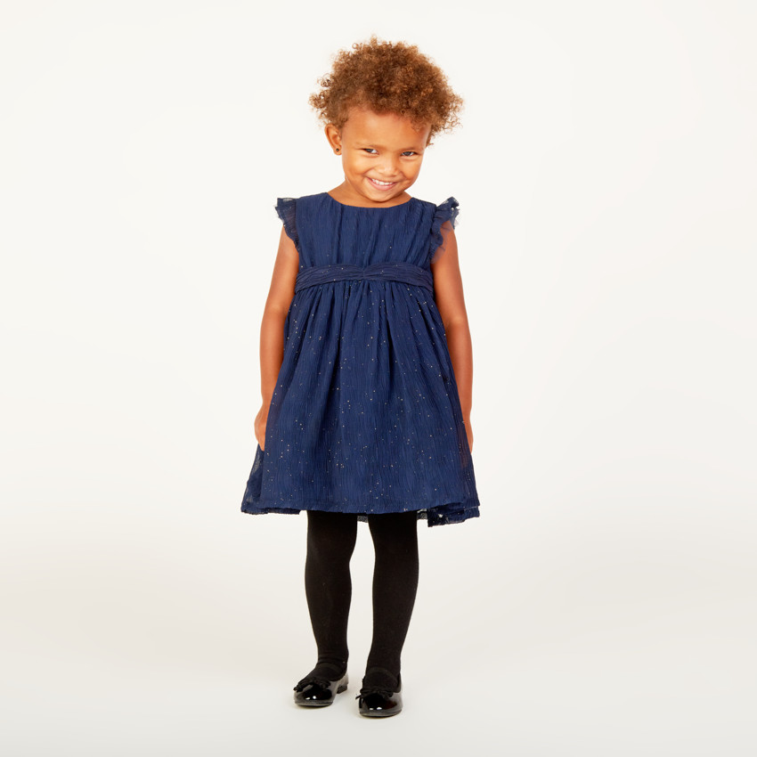 Robe de fête manches courtes en crêpe pailletée pour bébé fille 