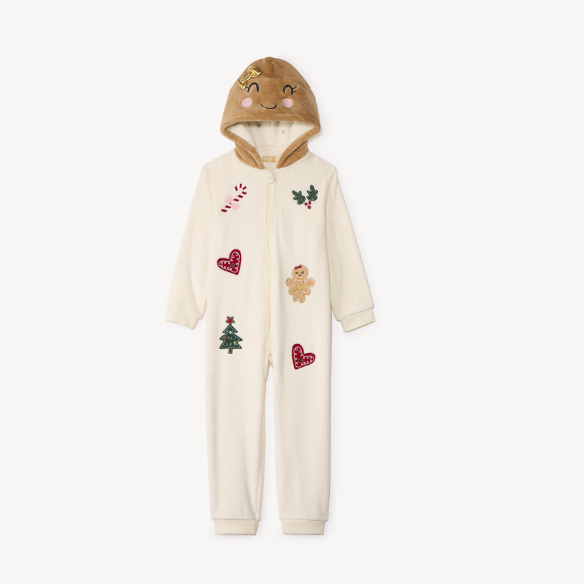 Surpyjama ludique de Noël en sherpa pour fille