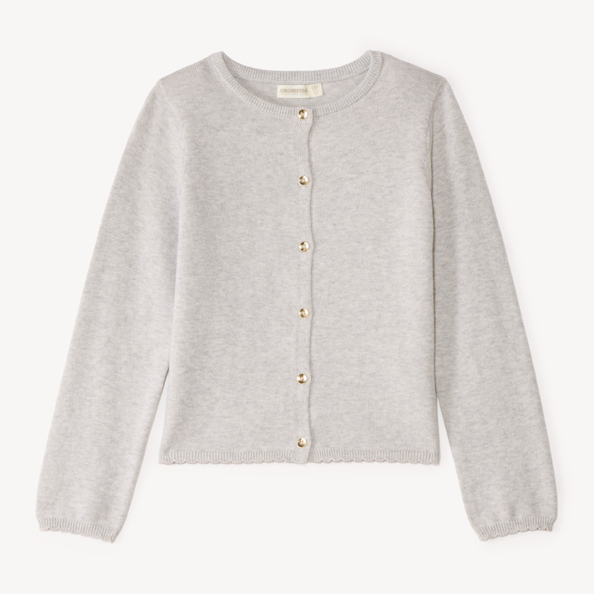 Gilet tricot uni fantaisie pour fille