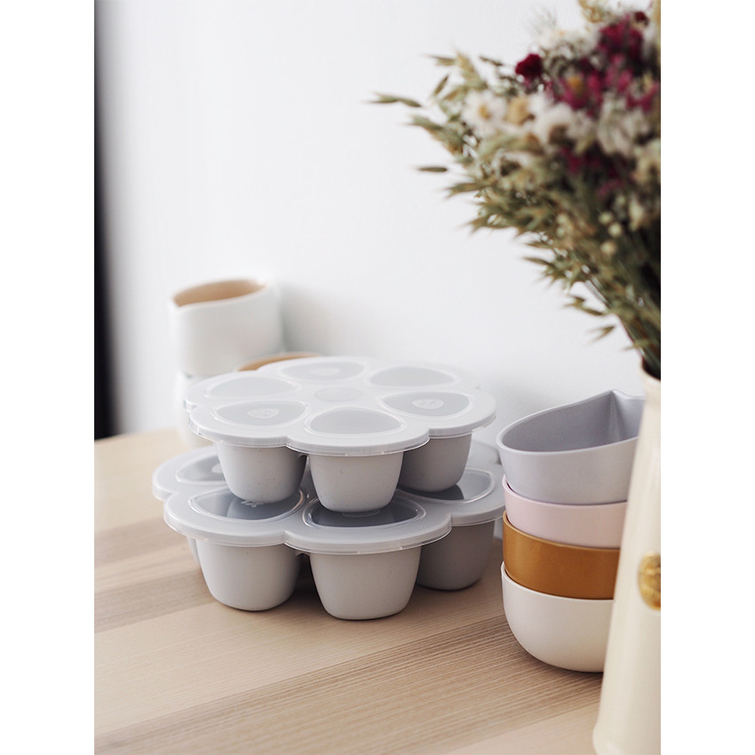 Pots de conservation multi-portions silicone 6x90 ml - Gris - Gris (Béaba) - Image 2
