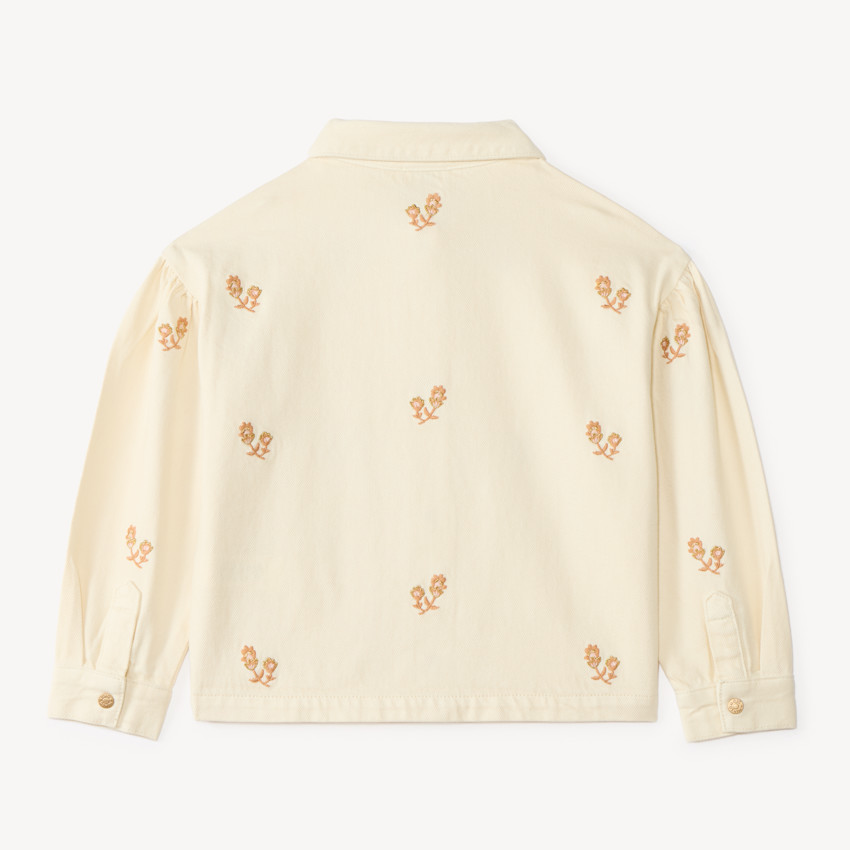 Veste en jean fille à broderies fleuries 