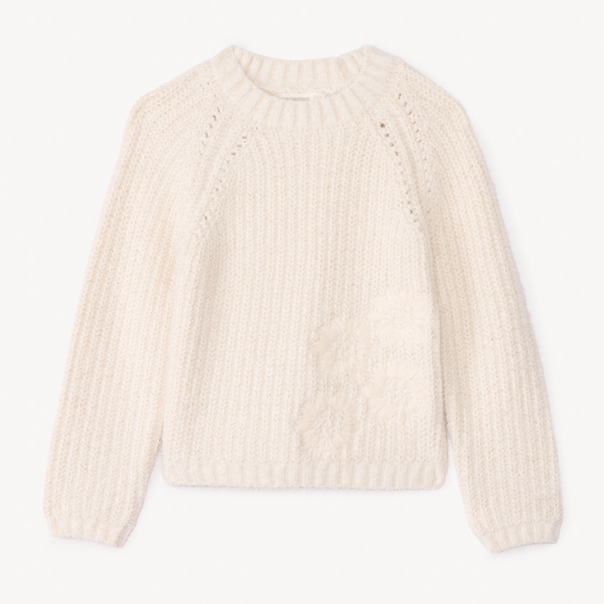 Pull en tricot perlé scintillant et brodé pour fille 