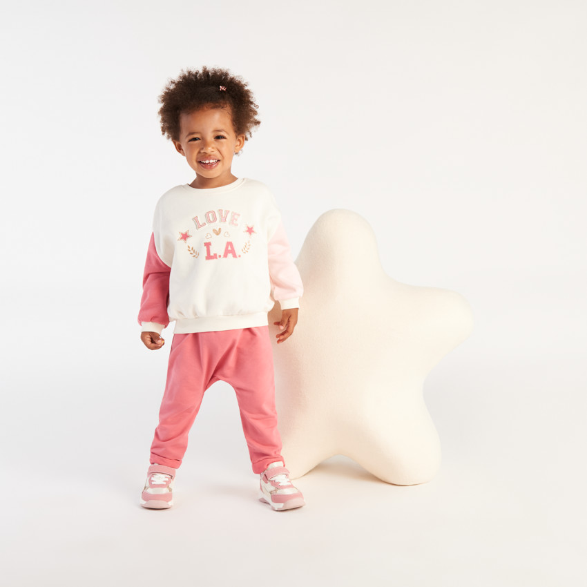 Sweat molleton effet colorblock fantaisie pour bébé fille