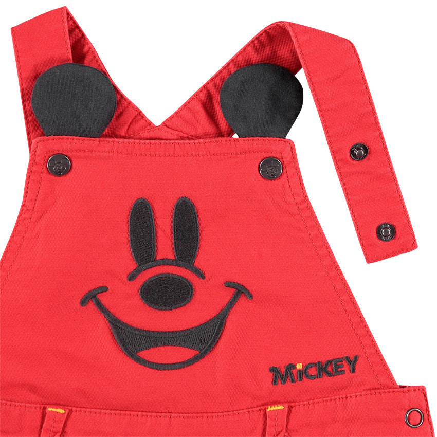Salopette courte en coton avec Mickey brodé et oreilles en relief Disney 