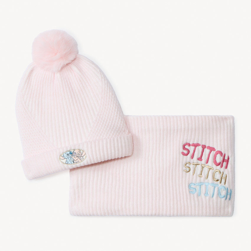 Set bonnet + snood Stitch Disney en tricot pour fille 