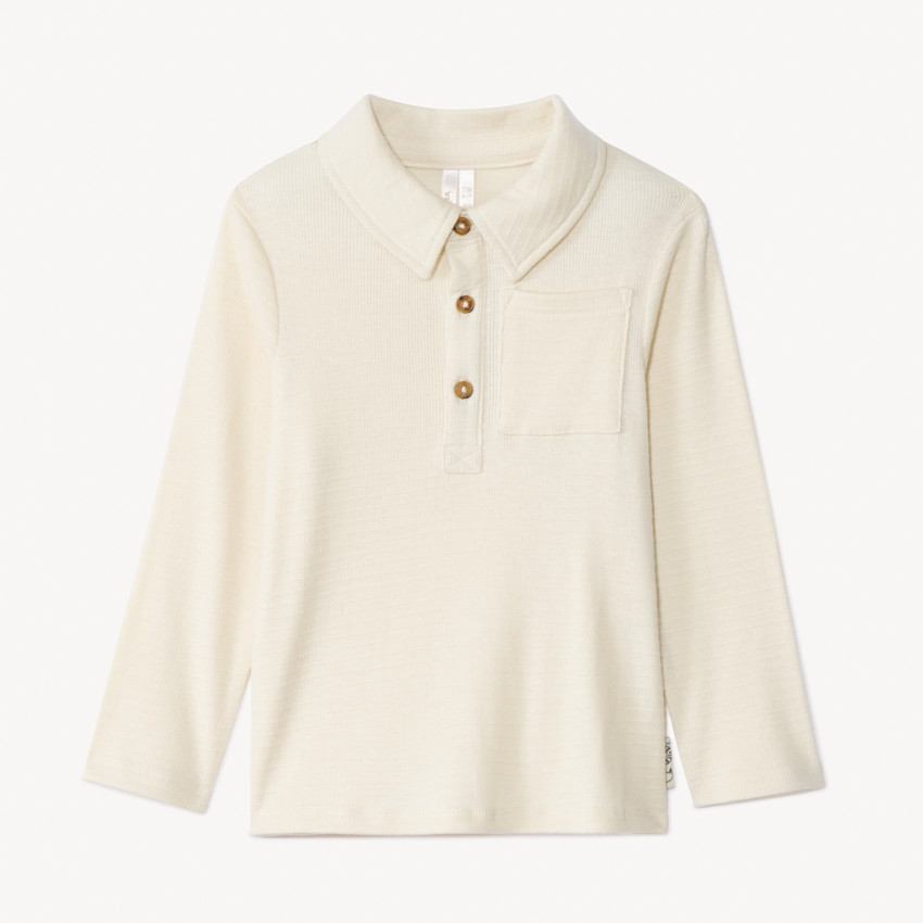Polo manches longues uni côtelé pour bébé garçon 
