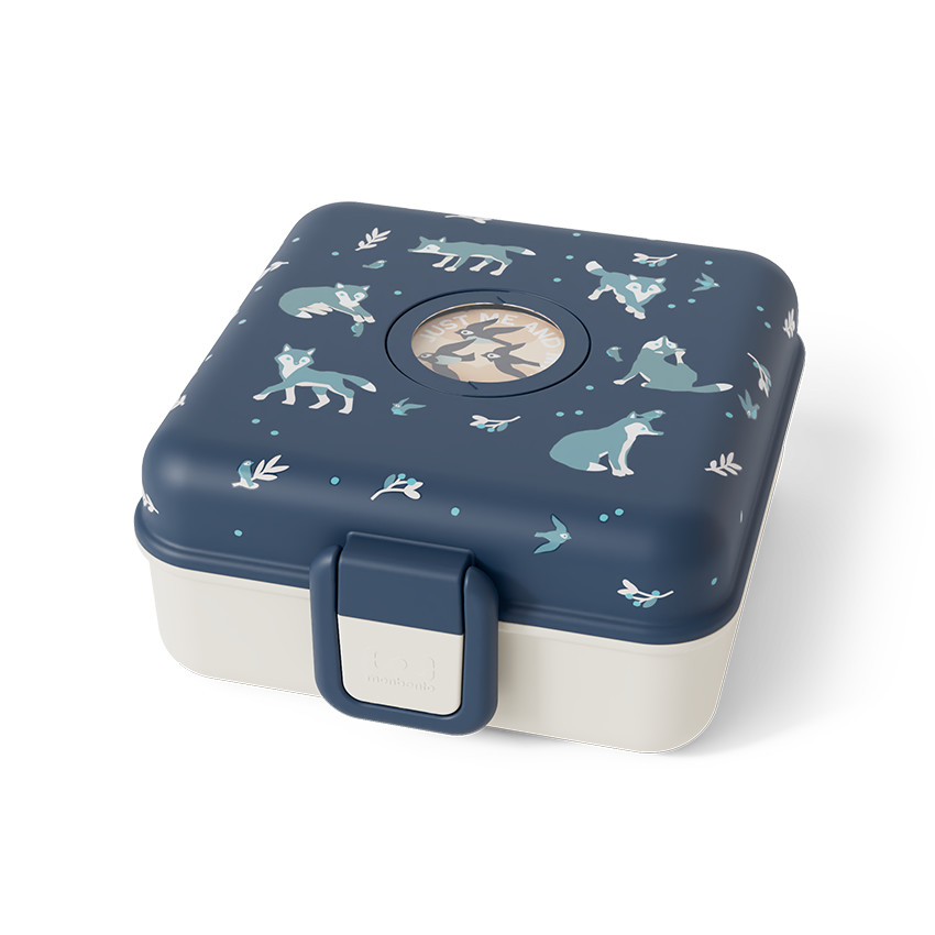 Lunchbox personnalisable 850ml avec couverts Snacky wolf bleu 