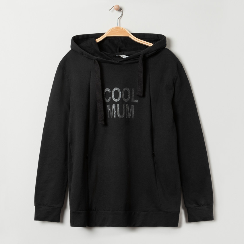 Sweat de grossesse en molleton à message pailleté 