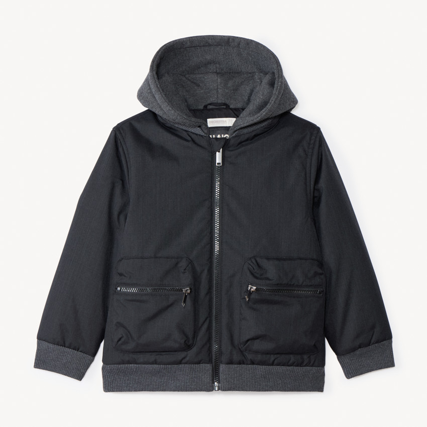 Blouson aviateur bi-matière à capuche pour garçon
