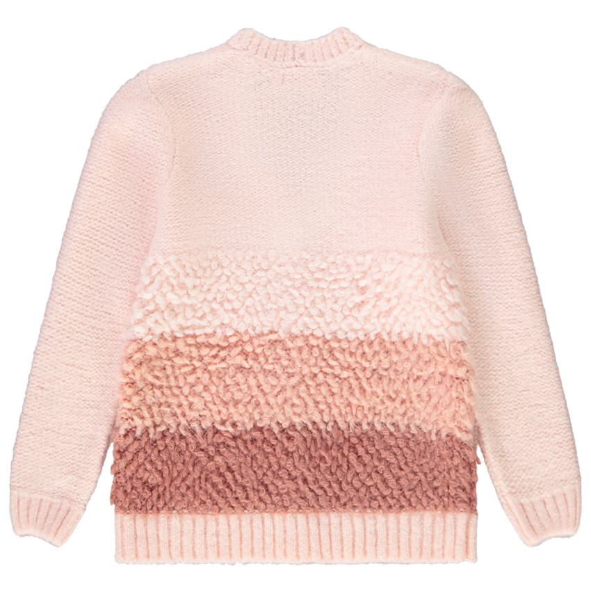 Gilet long en tricot avec empiècements contrastés effet mouton pour fille 