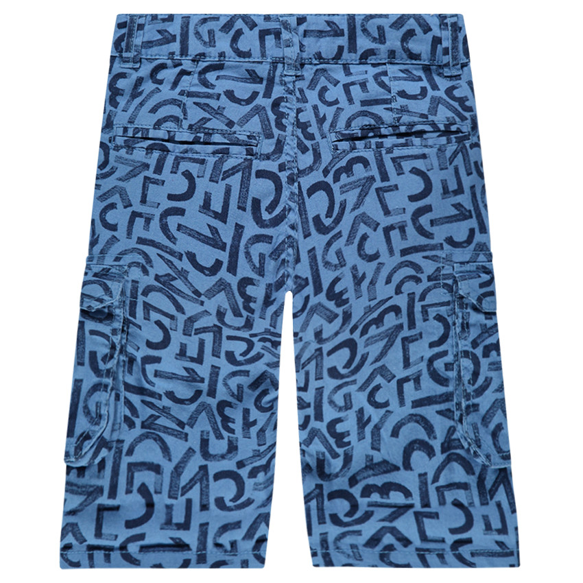 Bermuda en coton avec lettres imprimées all-over et poches 