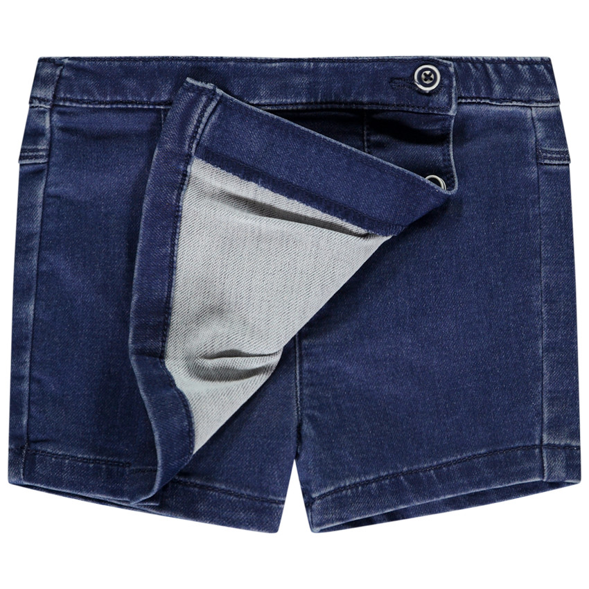 Jupe-short plissée effet denim pour bébé fille  
