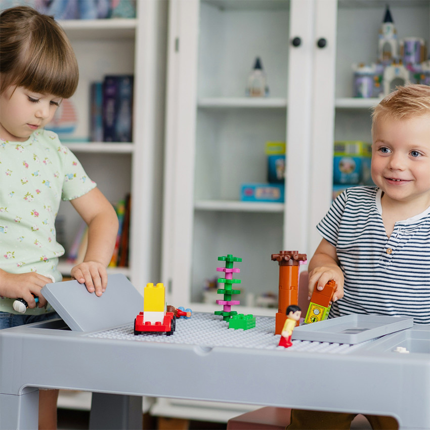 Table d'activités multifonction Multiplay + 2 chaises gris 