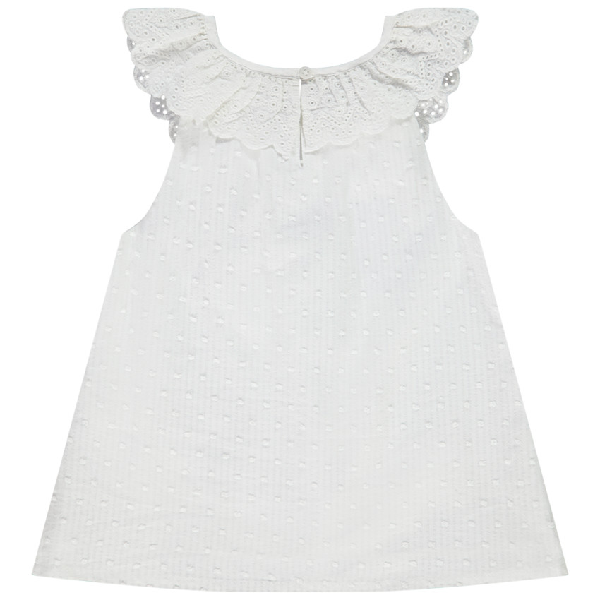 Tuniques en plumetis avec col en broderie anglaise pour bébé fille 