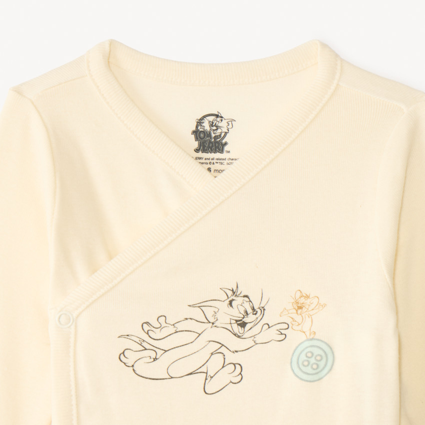Lot de 3 bodies manches longues Tom & Jerry Warner pour bébé garçon avec ouvertures différentes selon l'âge 