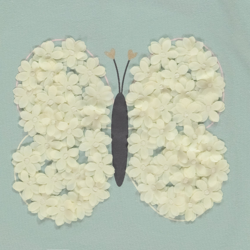 T-shirt manches courtes avec papillon en fleur 3D pour bébé fille 