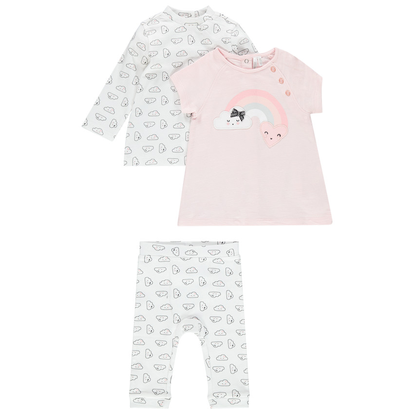 Ensemble 3 pièces avec sous-pull, robe manches courte et legging 