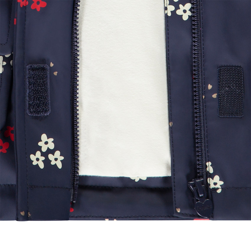 Parka gomme doublée imprimé fleurs pour bébé fille 