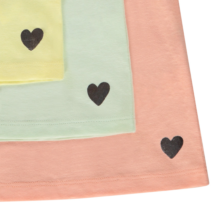 Lot de 3 t-shirts manches courtes print cœur pour fille 