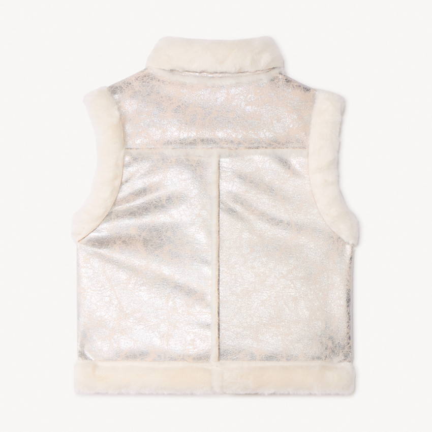 Veste sans manches contrecollée effet fourrure pour fille 