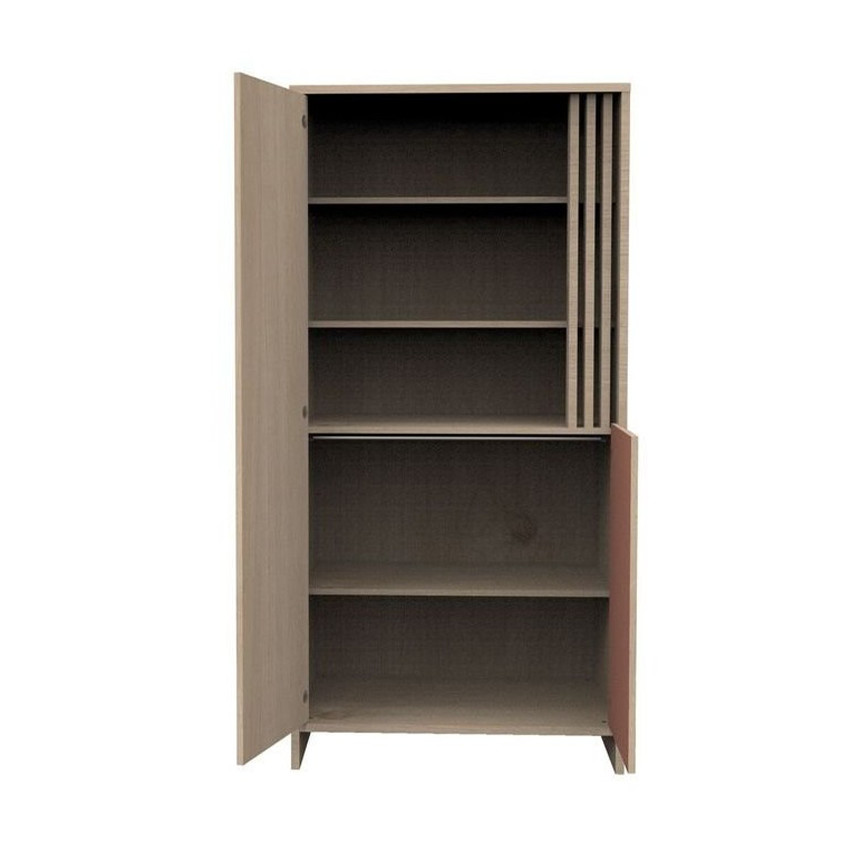 Armoire à 2 portes et niches Tokyo aspect chêne suave/terracotta 