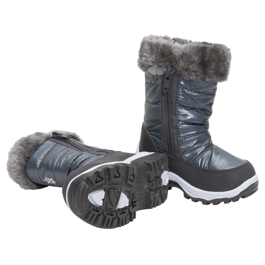 Après-ski argentés matelassés avec col en fausse fourrure du 20 au 23 