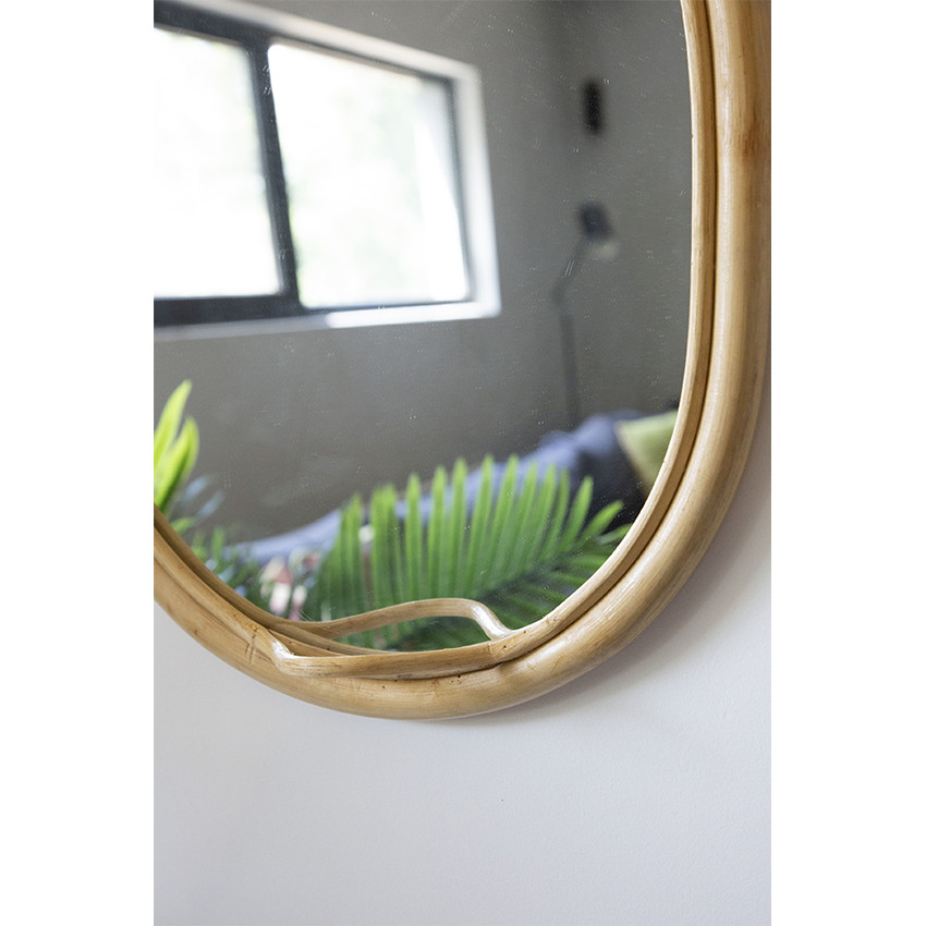 Miroir ovale avec crochet - Rotin 
