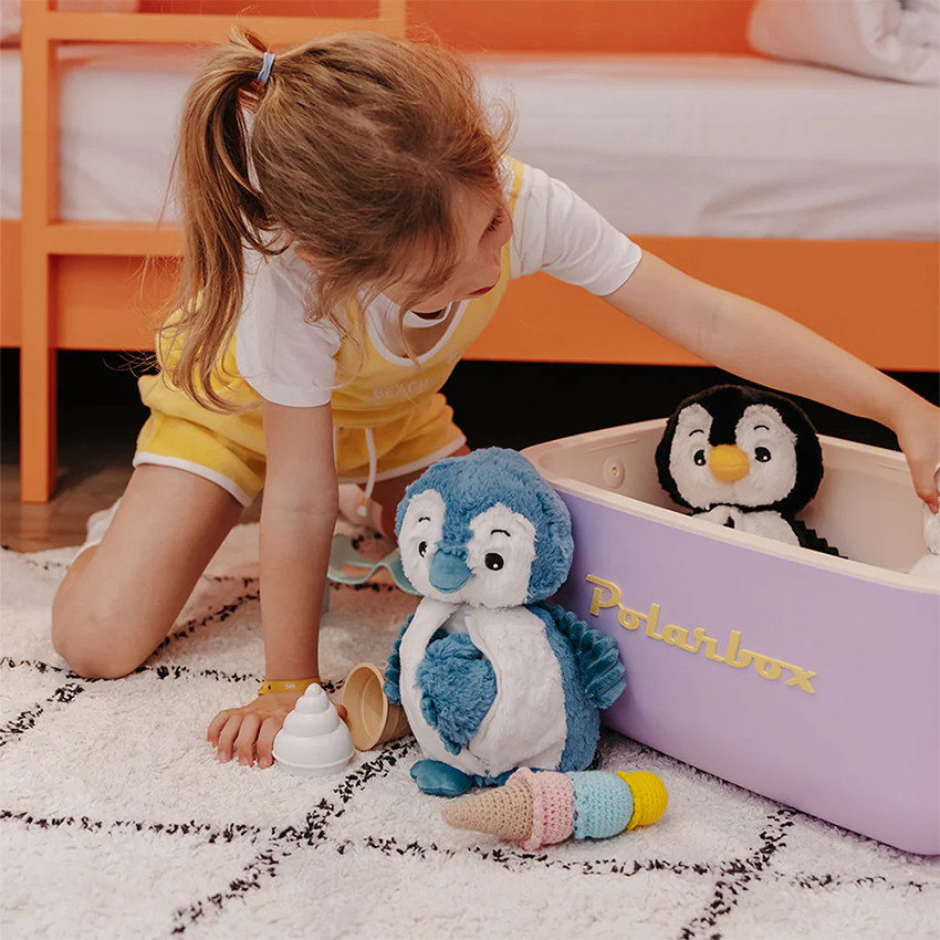 Peluche moyenne Ptipotos maman pingouin et son bébé bleu  