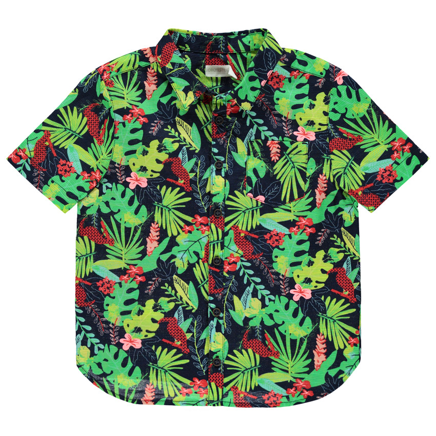 Chemise manches courtes à imprimé tropical all-over 