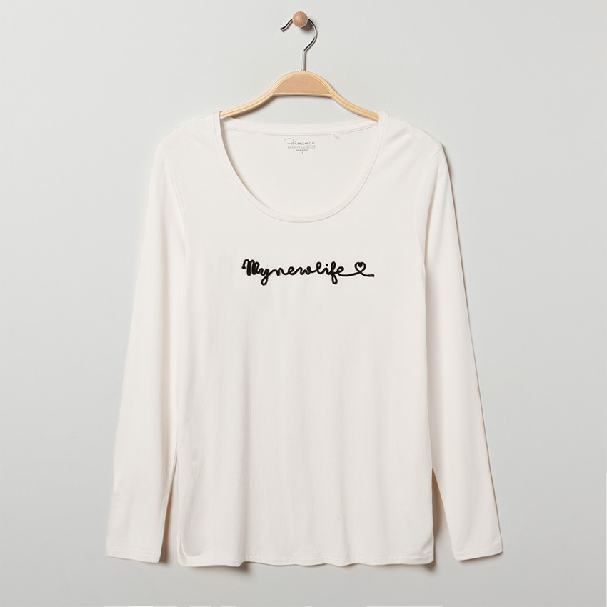 T-shirt de grossesse à manches longues avec inscription 